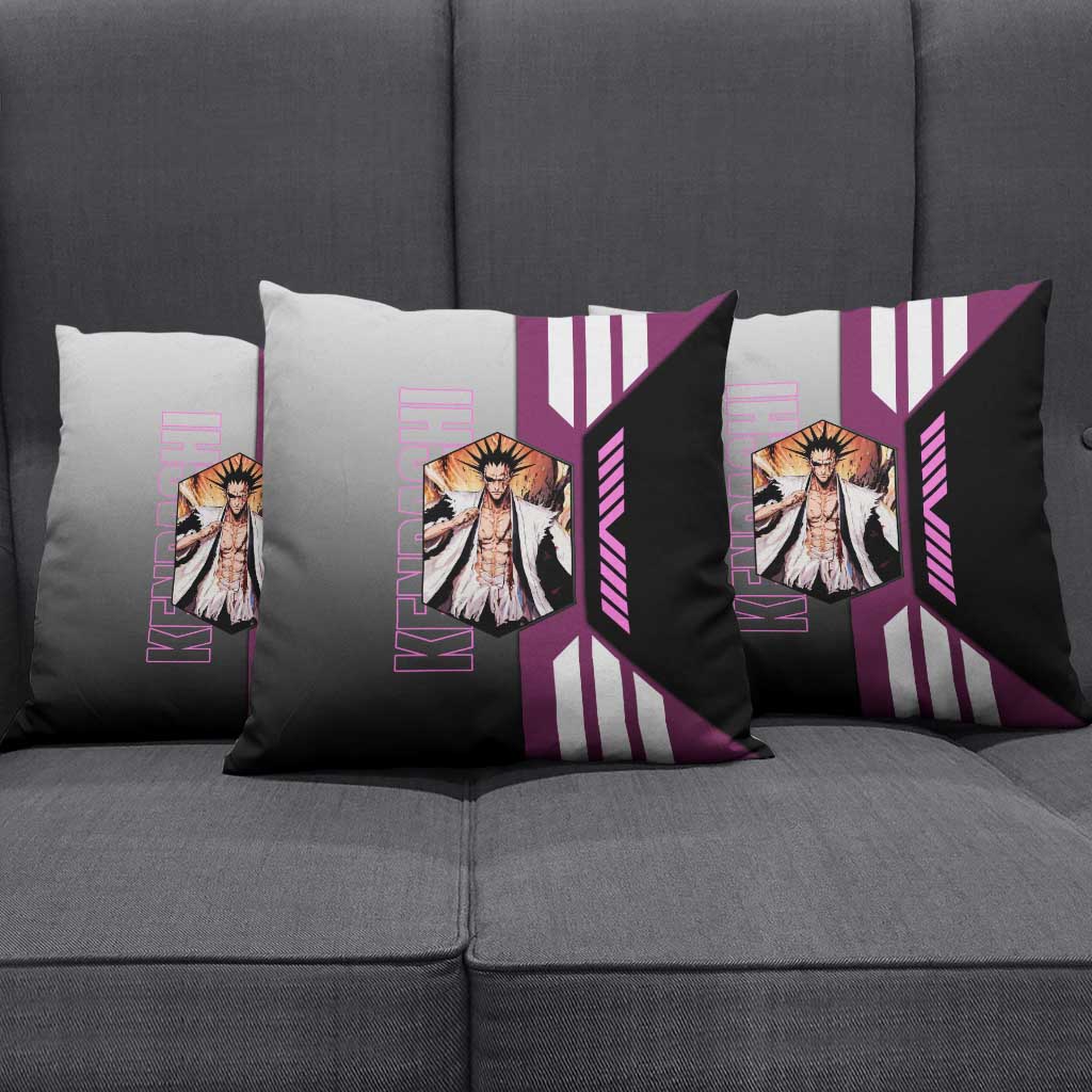 Kenpachi Zaraki from Bleach Pillow Cover with Sword and Battle Ready Pose Design - The Mazicc