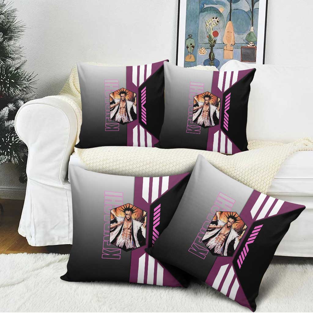 Kenpachi Zaraki from Bleach Pillow Cover with Sword and Battle Ready Pose Design - The Mazicc