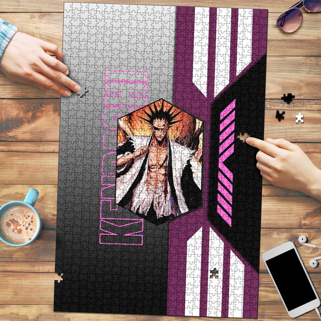 Kenpachi Zaraki from Bleach Puzzle with Sword and Battle Ready Pose Design - The Mazicc
