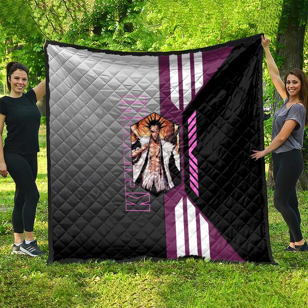 Kenpachi Zaraki from Bleach Quilt with Sword and Battle Ready Pose Design - The Mazicc