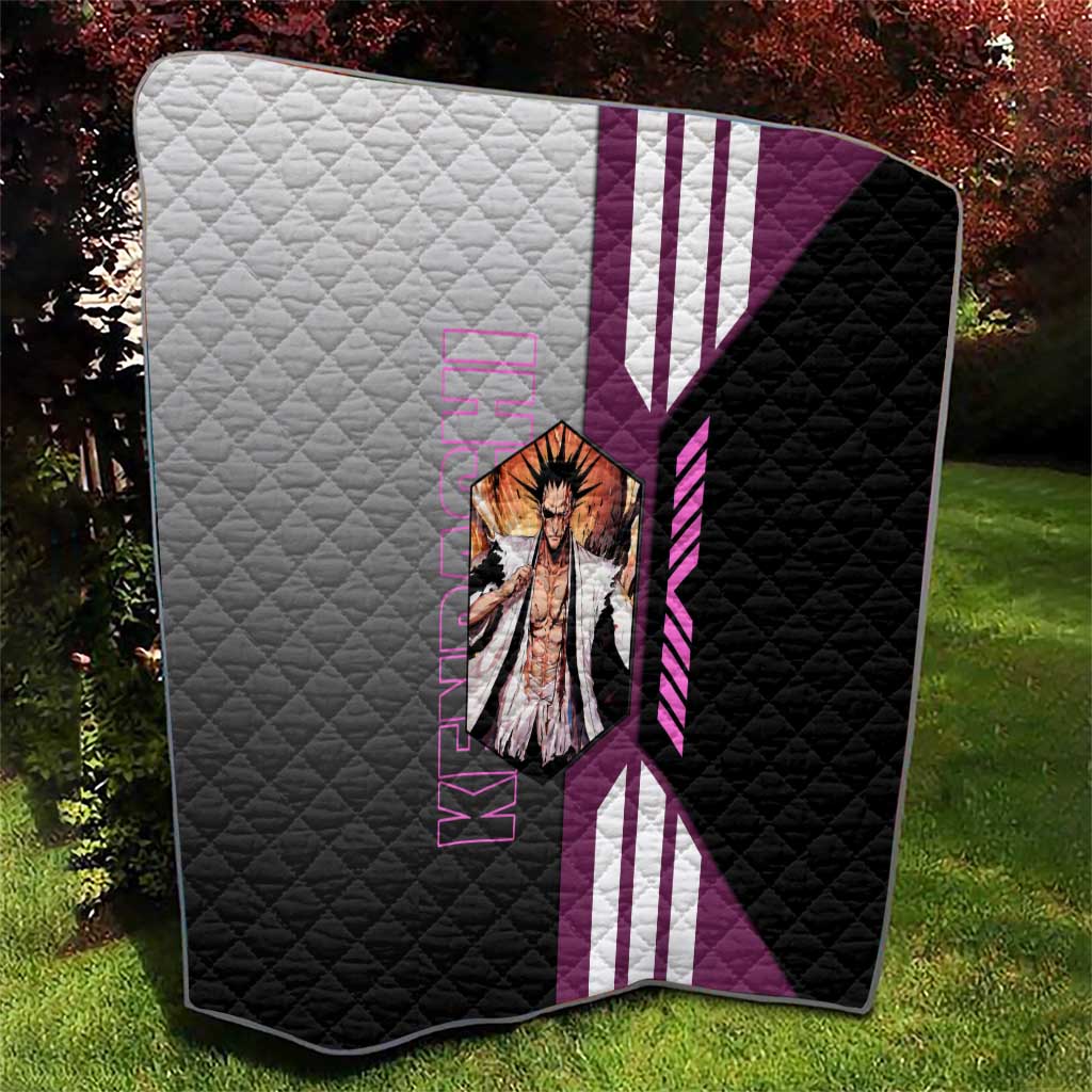 Kenpachi Zaraki from Bleach Quilt with Sword and Battle Ready Pose Design - The Mazicc