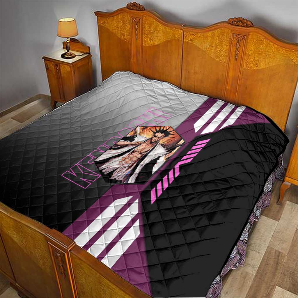Kenpachi Zaraki from Bleach Quilt with Sword and Battle Ready Pose Design - The Mazicc