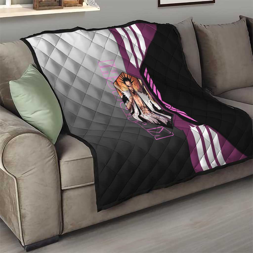 Kenpachi Zaraki from Bleach Quilt with Sword and Battle Ready Pose Design - The Mazicc