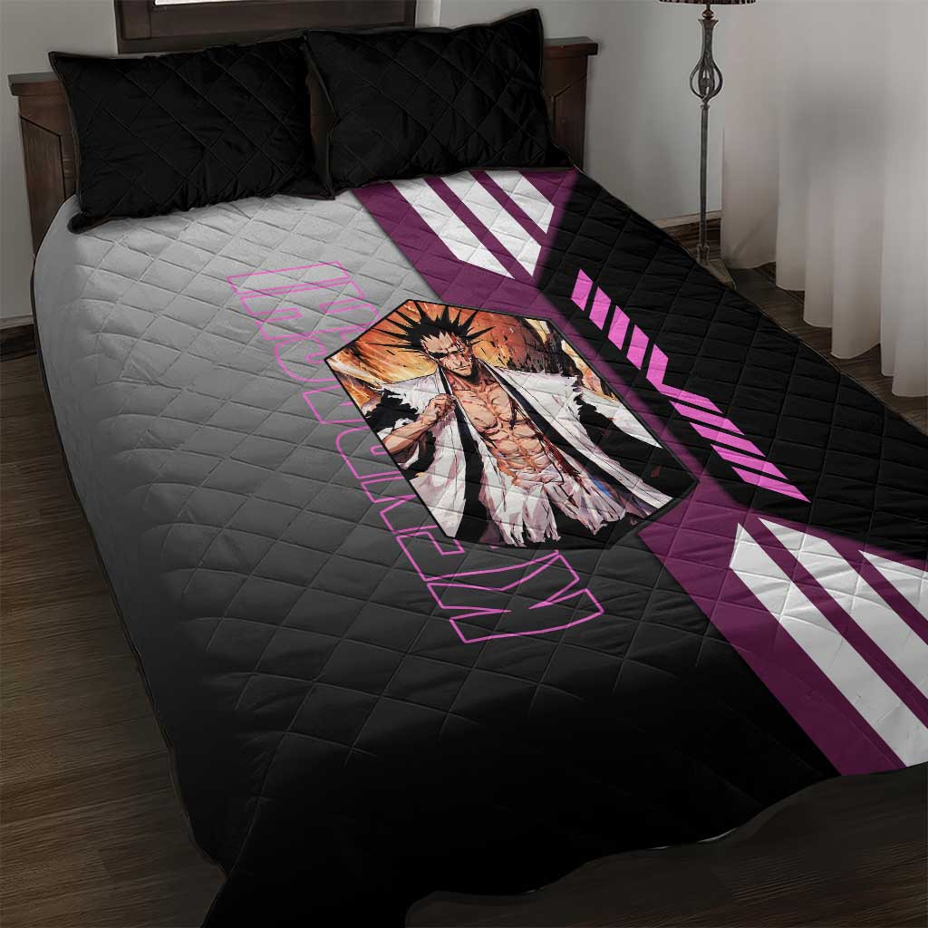 Kenpachi Zaraki from Bleach Quilt Bed Set with Sword and Battle Ready Pose Design - The Mazicc