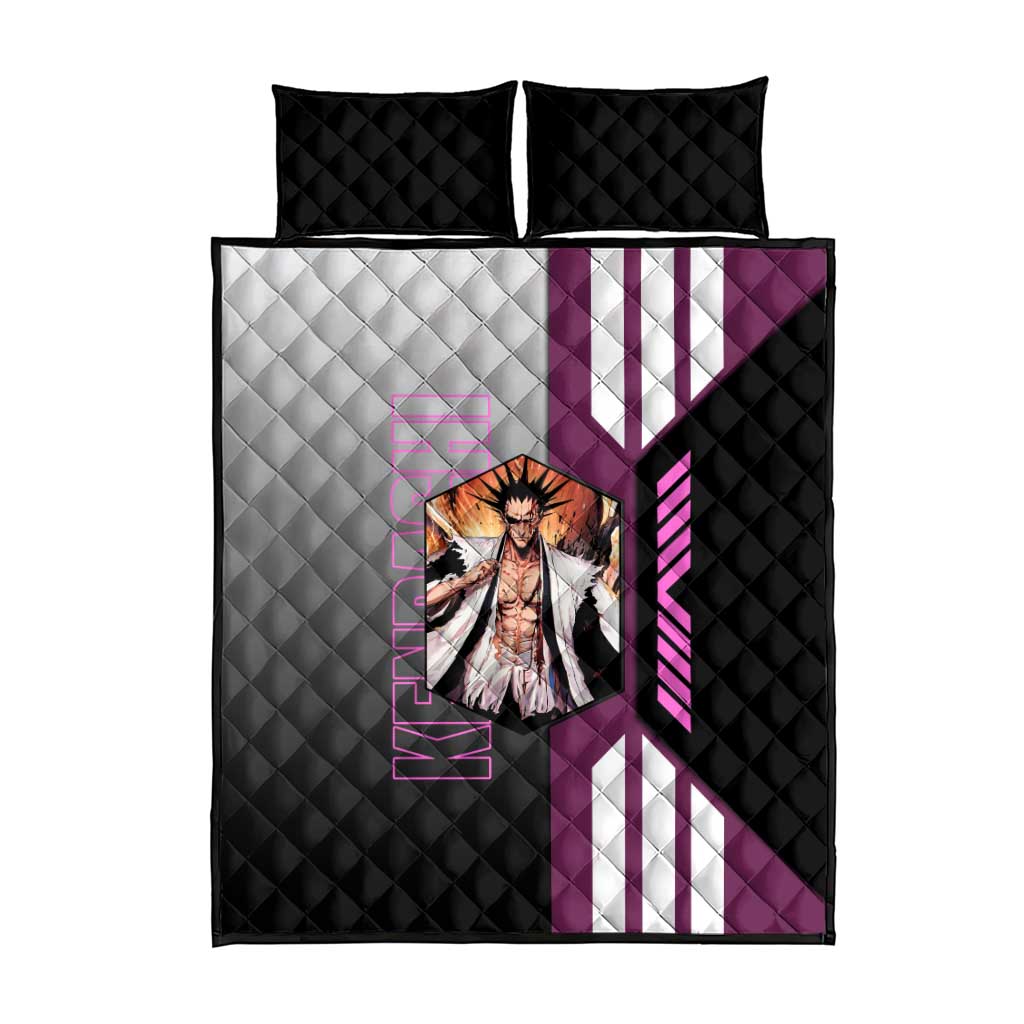Kenpachi Zaraki from Bleach Quilt Bed Set with Sword and Battle Ready Pose Design - The Mazicc