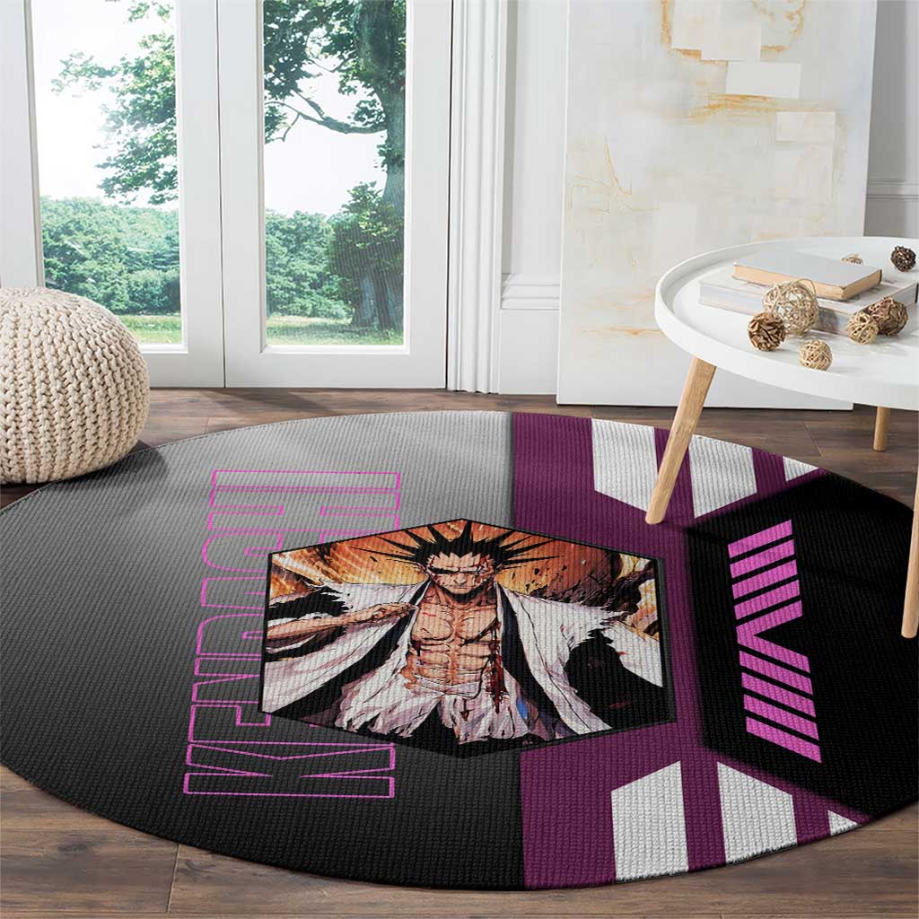Kenpachi Zaraki from Bleach Round Carpet with Sword and Battle Ready Pose Design - The Mazicc