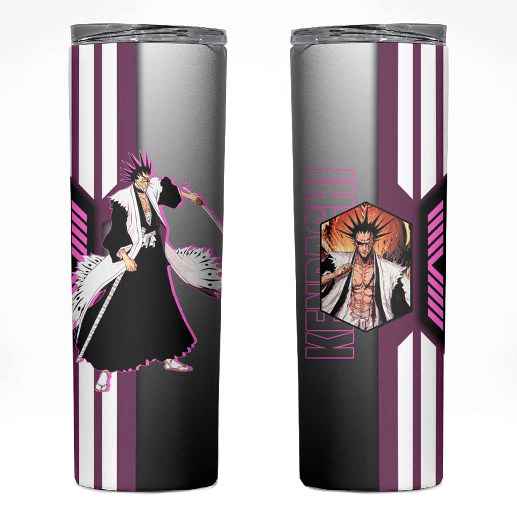 Kenpachi Zaraki from Bleach Skinny Tumbler with Sword and Battle Ready Pose Design - The Mazicc