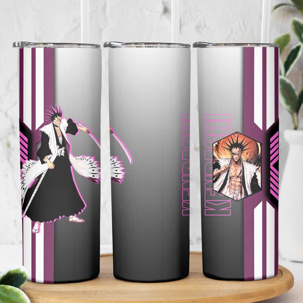 Kenpachi Zaraki from Bleach Skinny Tumbler with Sword and Battle Ready Pose Design - The Mazicc