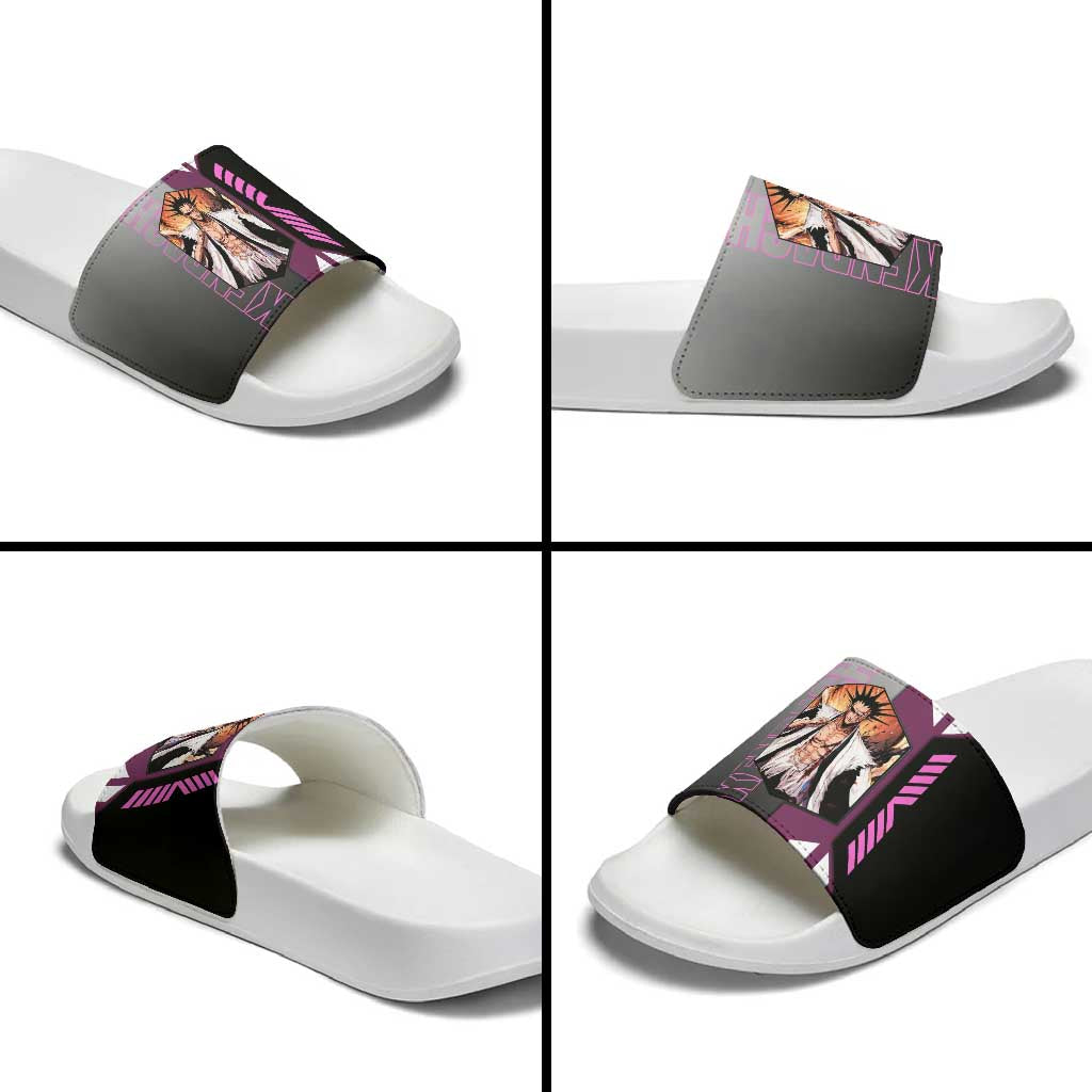 Kenpachi Zaraki from Bleach Slide Sandals with Sword and Battle Ready Pose Design - The Mazicc