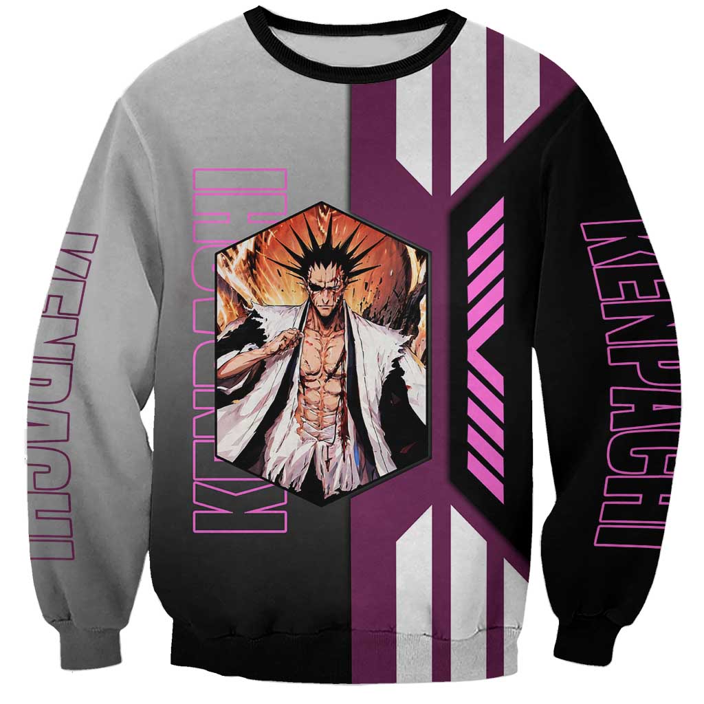 Kenpachi Zaraki from Bleach Sweatshirt with Sword and Battle Ready Pose Design - The Mazicc