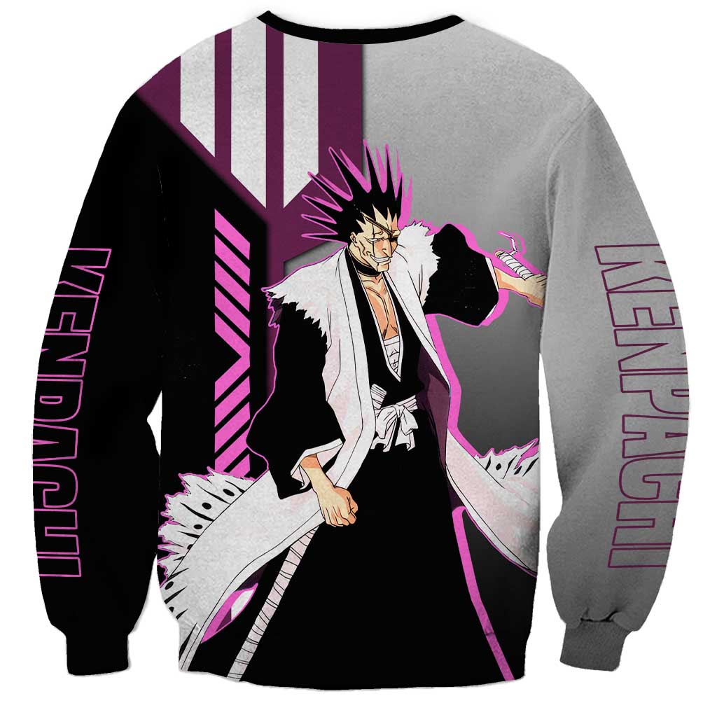 Kenpachi Zaraki from Bleach Sweatshirt with Sword and Battle Ready Pose Design - The Mazicc