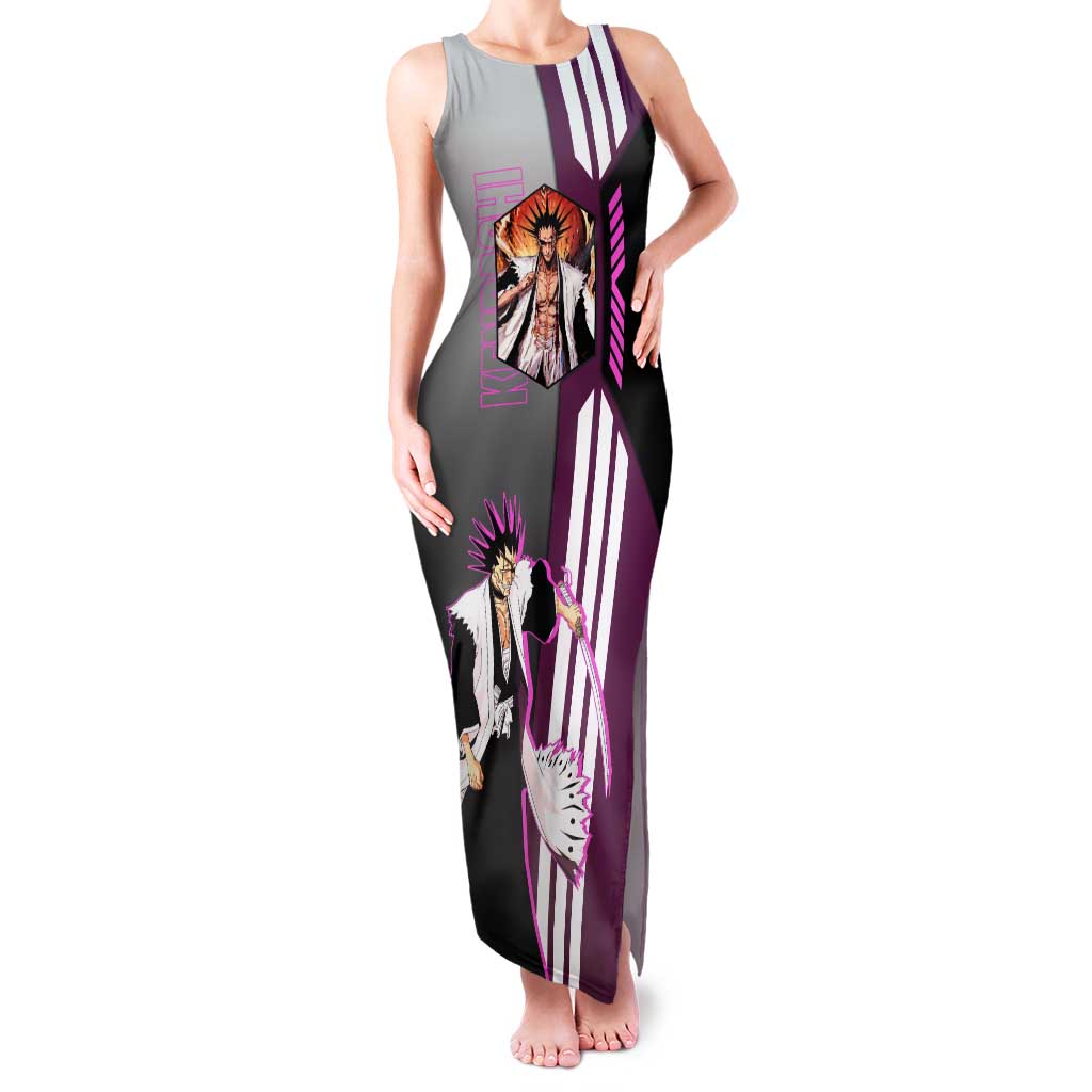 Kenpachi Zaraki from Bleach Tank Maxi Dress with Sword and Battle Ready Pose Design - The Mazicc