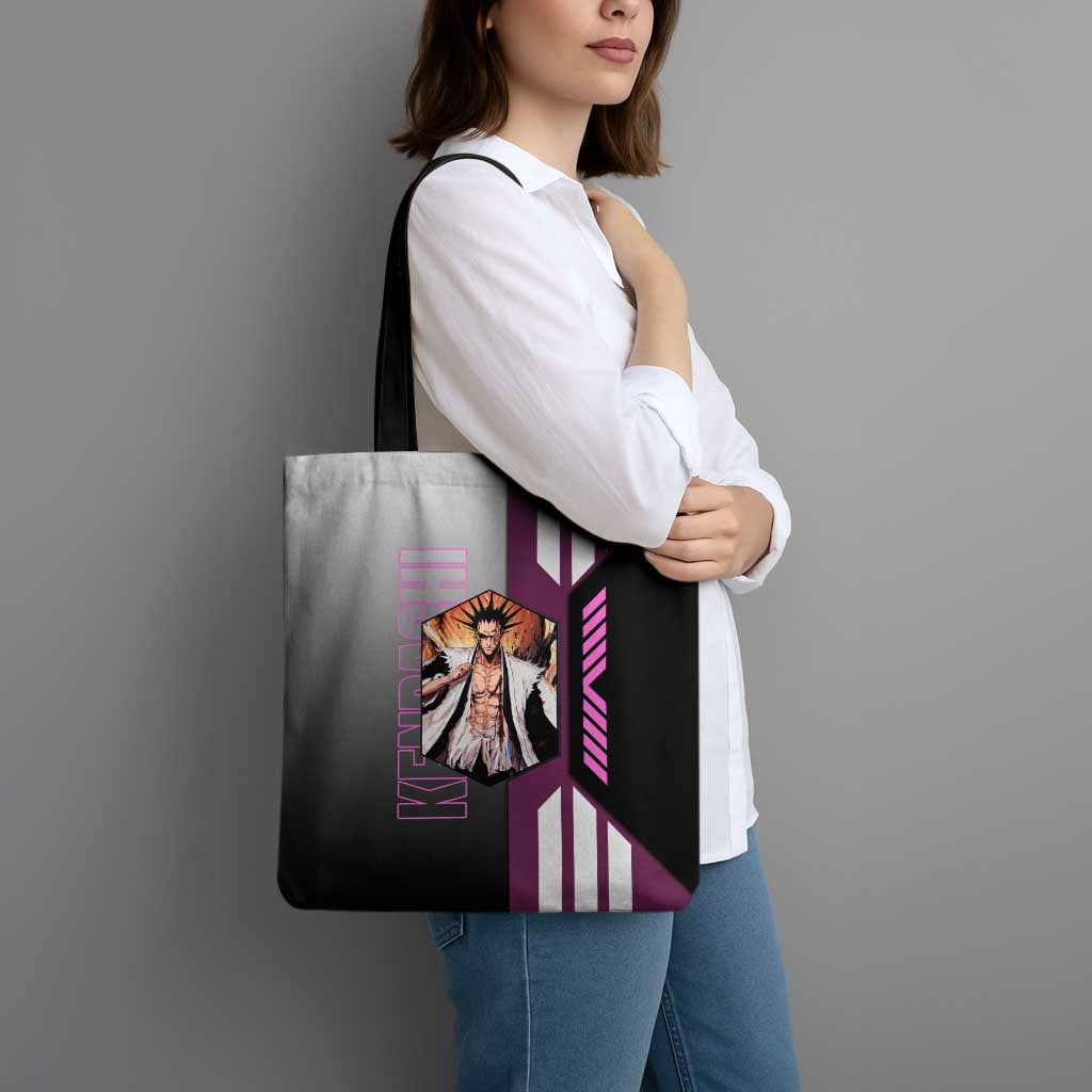 Kenpachi Zaraki from Bleach Tote Bag with Sword and Battle Ready Pose Design - The Mazicc