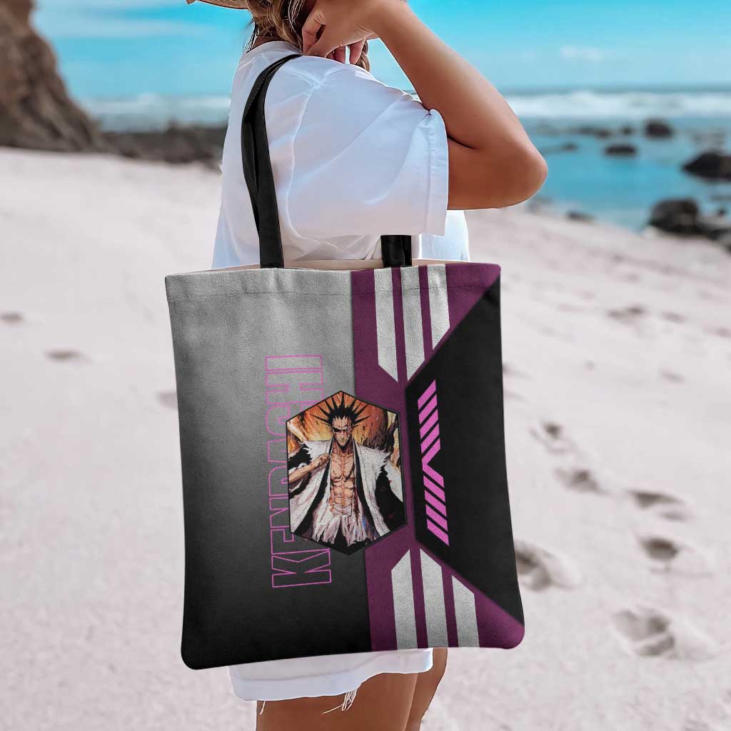 Kenpachi Zaraki from Bleach Tote Bag with Sword and Battle Ready Pose Design - The Mazicc