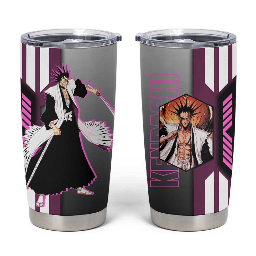 Kenpachi Zaraki from Bleach Tumbler Cup with Sword and Battle Ready Pose Design - The Mazicc