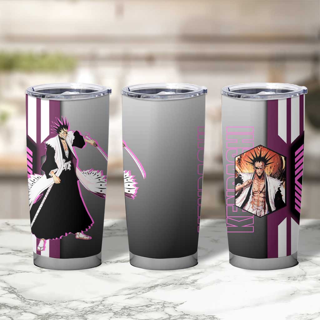 Kenpachi Zaraki from Bleach Tumbler Cup with Sword and Battle Ready Pose Design - The Mazicc