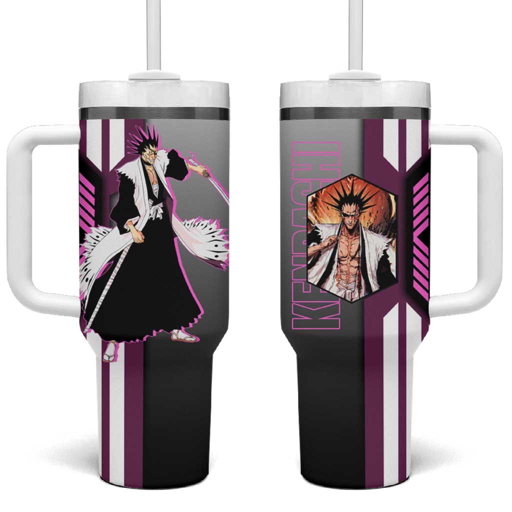 Kenpachi Zaraki from Bleach Tumbler With Handle with Sword and Battle Ready Pose Design - The Mazicc