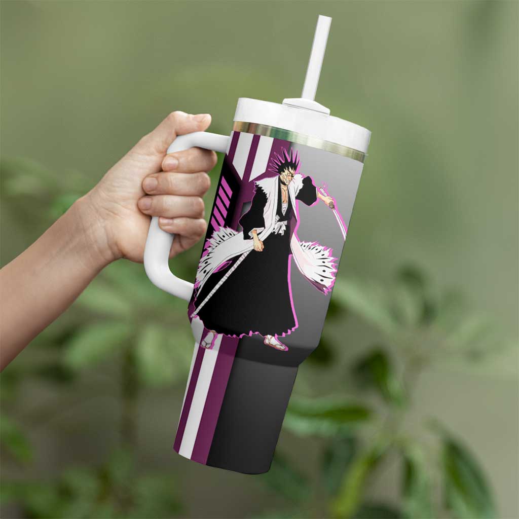 Kenpachi Zaraki from Bleach Tumbler With Handle with Sword and Battle Ready Pose Design - The Mazicc