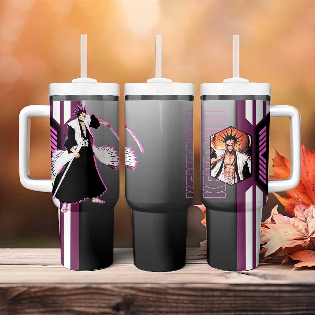 Kenpachi Zaraki from Bleach Tumbler With Handle with Sword and Battle Ready Pose Design - The Mazicc