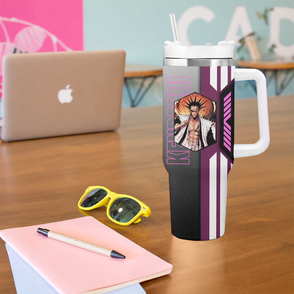 Kenpachi Zaraki from Bleach Tumbler With Handle with Sword and Battle Ready Pose Design - The Mazicc