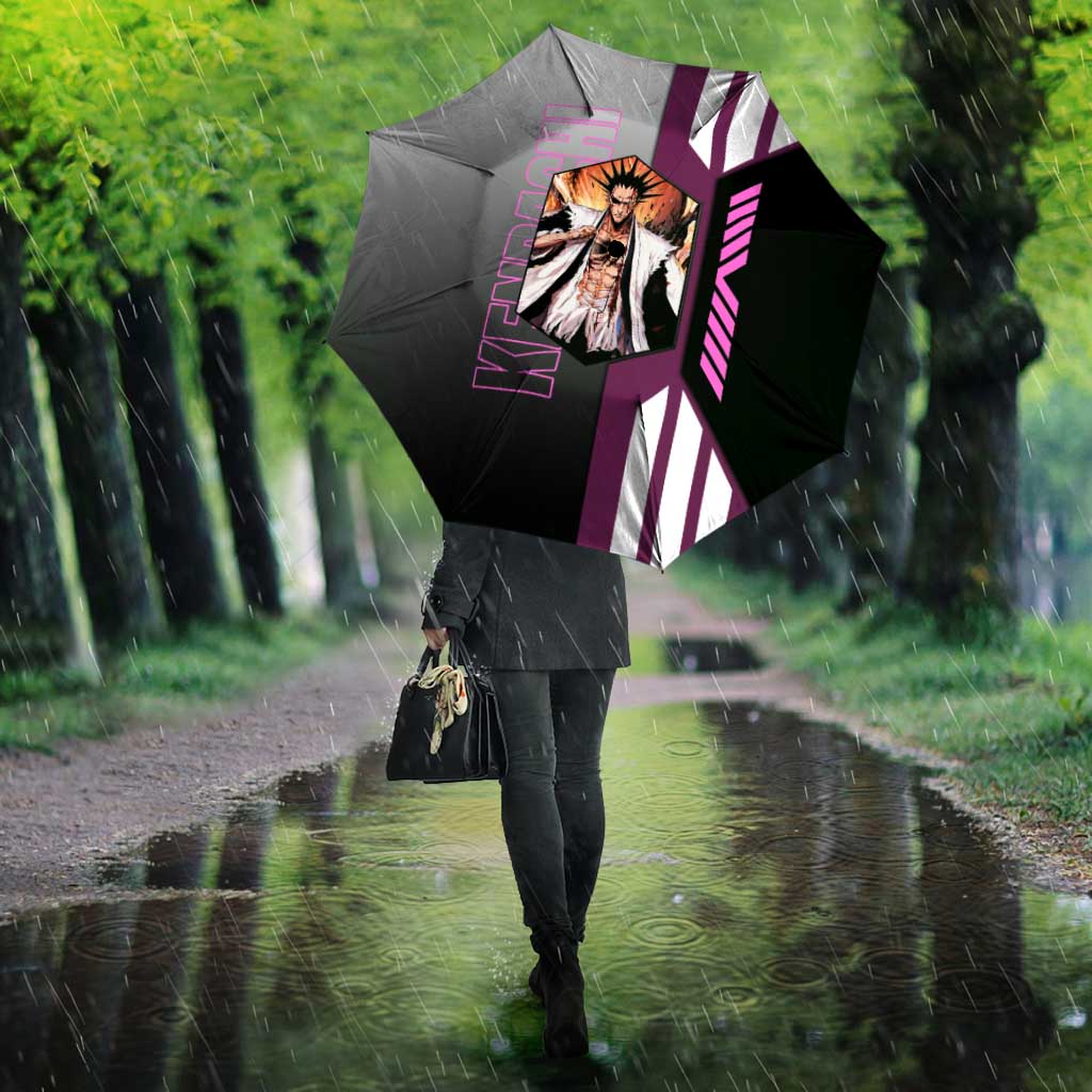 Kenpachi Zaraki from Bleach Umbrella with Sword and Battle Ready Pose Design - The Mazicc