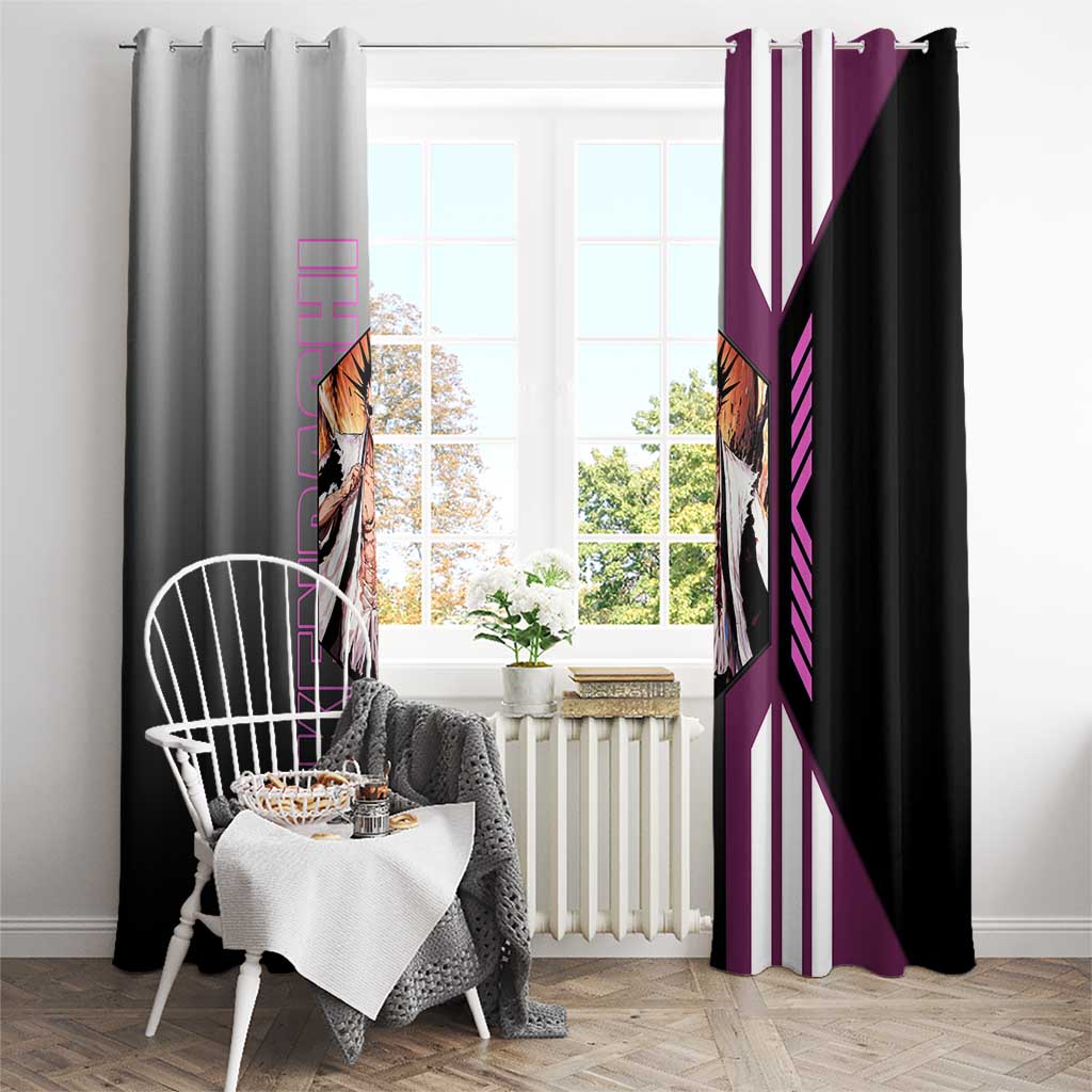 Kenpachi Zaraki from Bleach Window Curtain with Sword and Battle Ready Pose Design - The Mazicc
