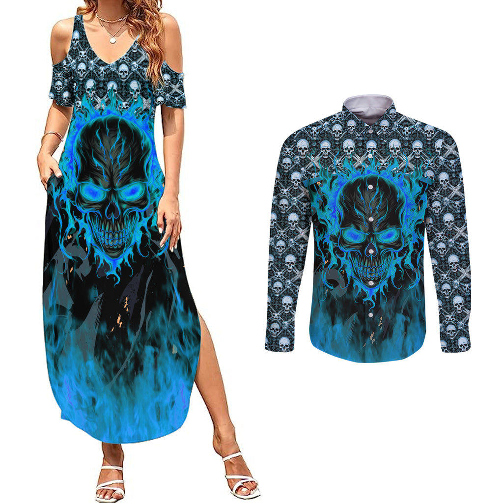 fire-skull-couples-matching-summer-maxi-dress-and-long-sleeve-button-shirts-of-course-im-going-to-hell-im-just-here-to-pick-you-up