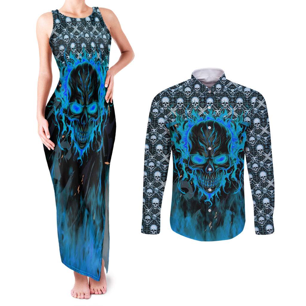 fire-skull-couples-matching-tank-maxi-dress-and-long-sleeve-button-shirts-of-course-im-going-to-hell-im-just-here-to-pick-you-up