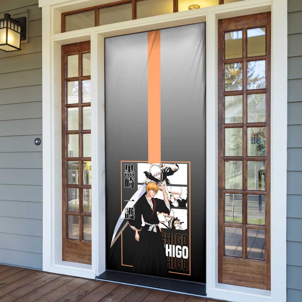 Ichigo Kurosaki Bleach Door Cover with Bankai Sword and Intense Battle Pose Design - The Mazicc