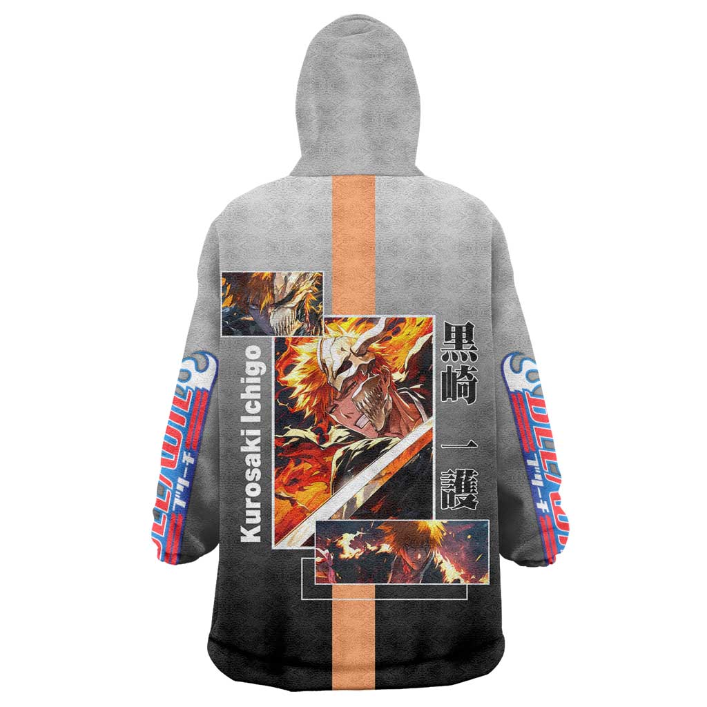 Ichigo Kurosaki Bleach Wearable Blanket Hoodie with Bankai Sword and Intense Battle Pose Design - The Mazicc