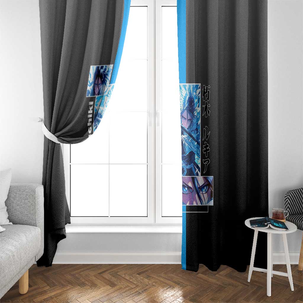 Rukia Kuchiki Bleach Window Curtain with Zanpakuto and Elegant Combat Pose Design - The Mazicc