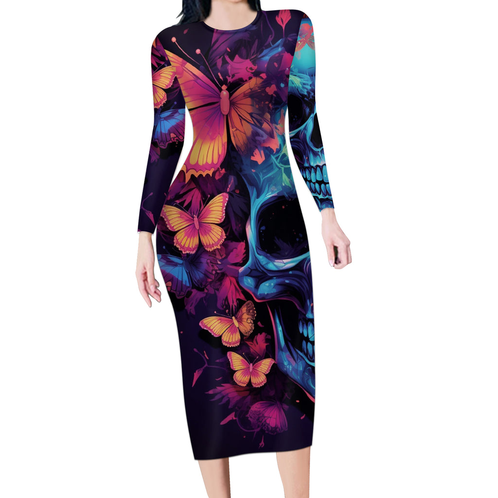 fantasy-skull-with-butterflies-long-sleeve-bodycon-dress-love-me-or-hate-me-im-still-gonna-shine