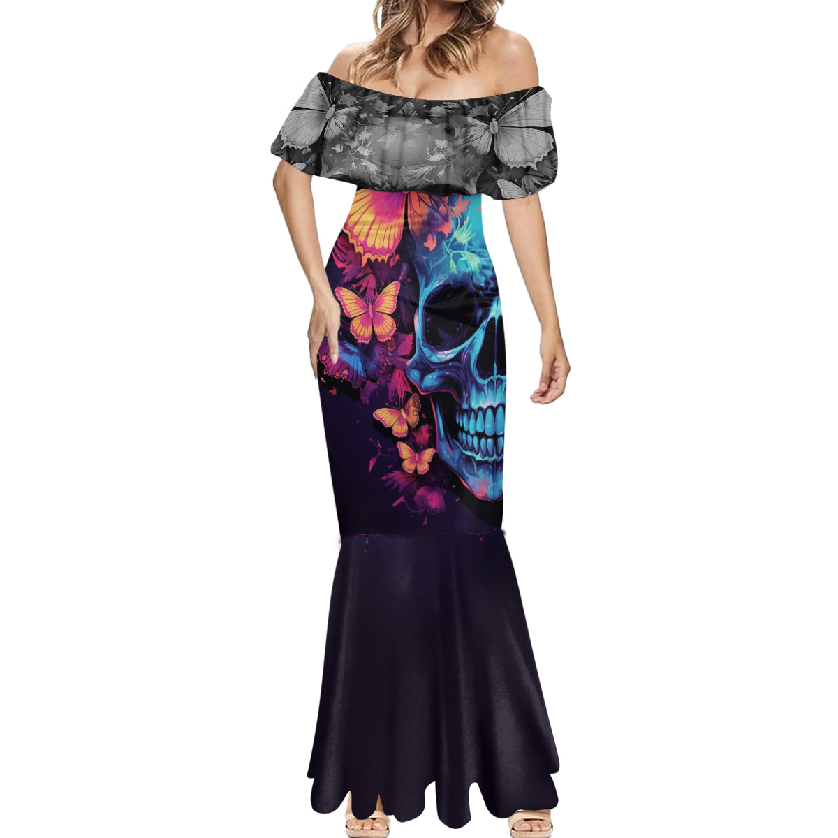 fantasy-skull-with-butterflies-mermaid-dress-love-me-or-hate-me-im-still-gonna-shine