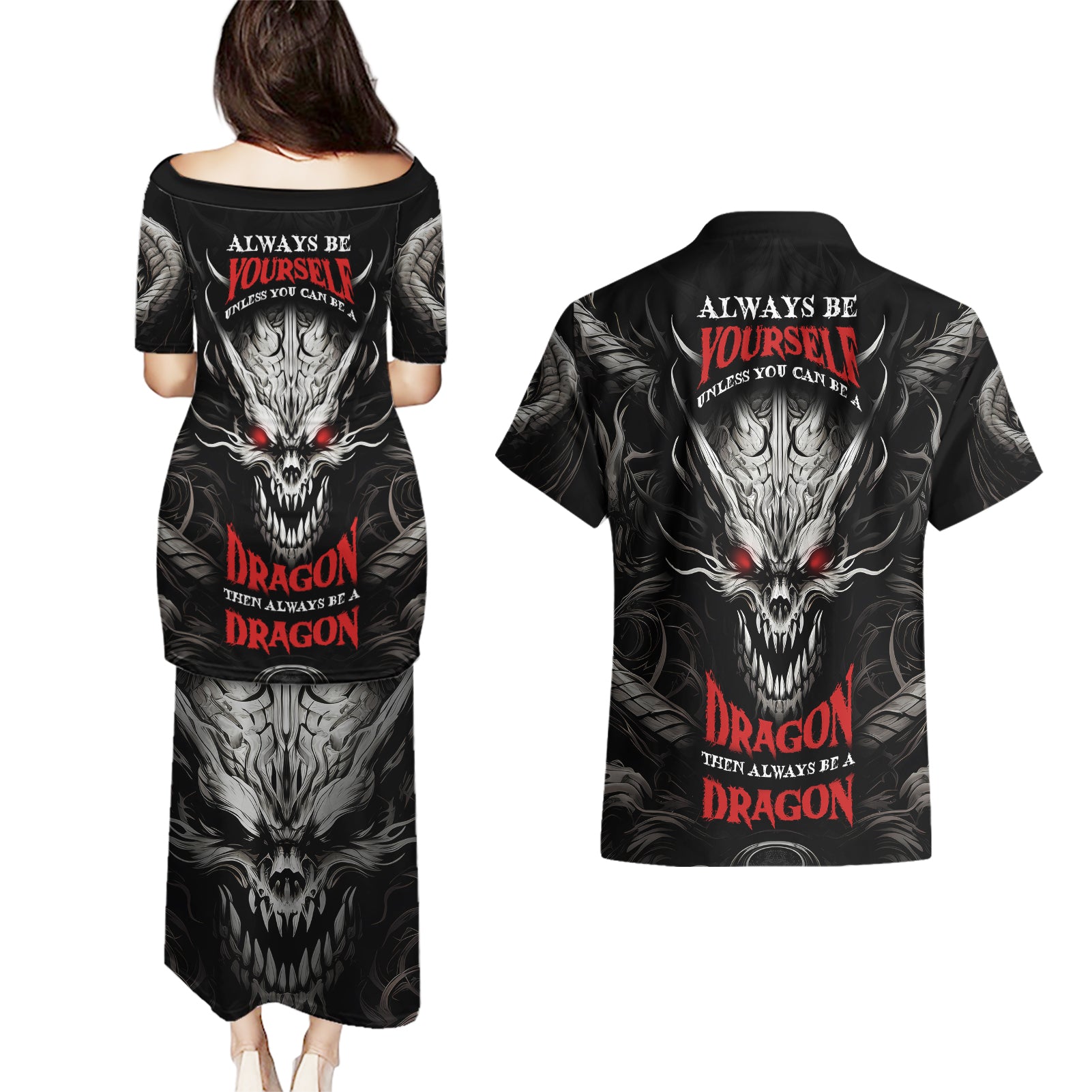 demon-skull-couples-matching-puletasi-dress-and-hawaiian-shirt-always-be-yourself-unless-you-can-be-a-dragon-then-always-be-a-dragon