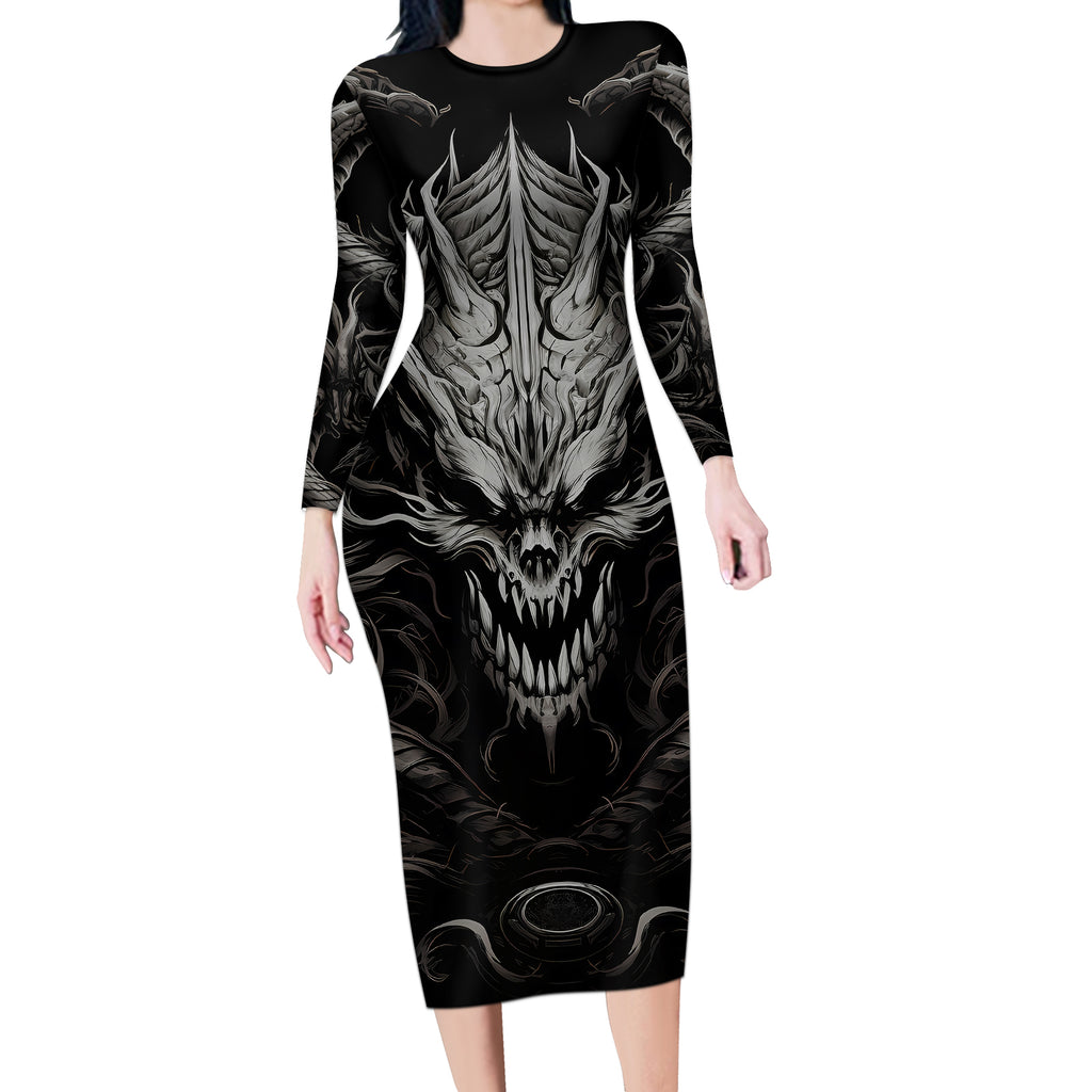 demon-skull-long-sleeve-bodycon-dress-always-be-yourself-unless-you-can-be-a-dragon-then-always-be-a-dragon