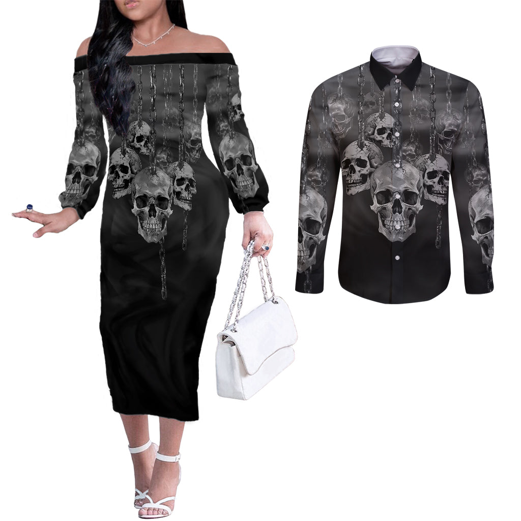 skull-couples-matching-off-the-shoulder-long-sleeve-dress-and-long-sleeve-button-shirts-ill-keep-you