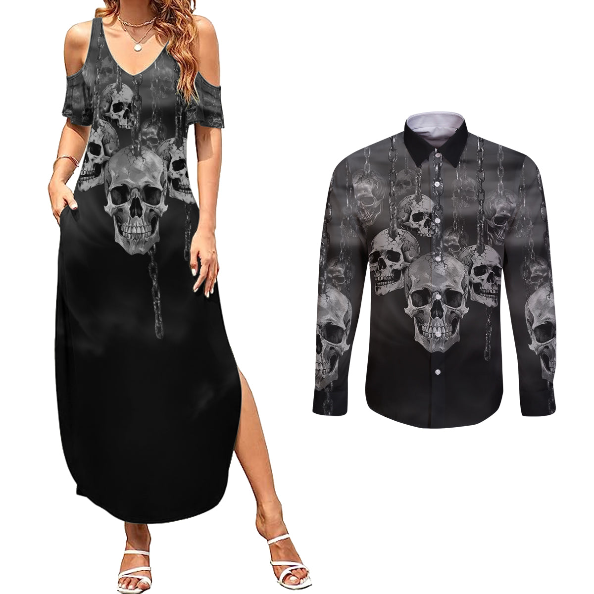 skull-couples-matching-summer-maxi-dress-and-long-sleeve-button-shirts-ill-keep-you