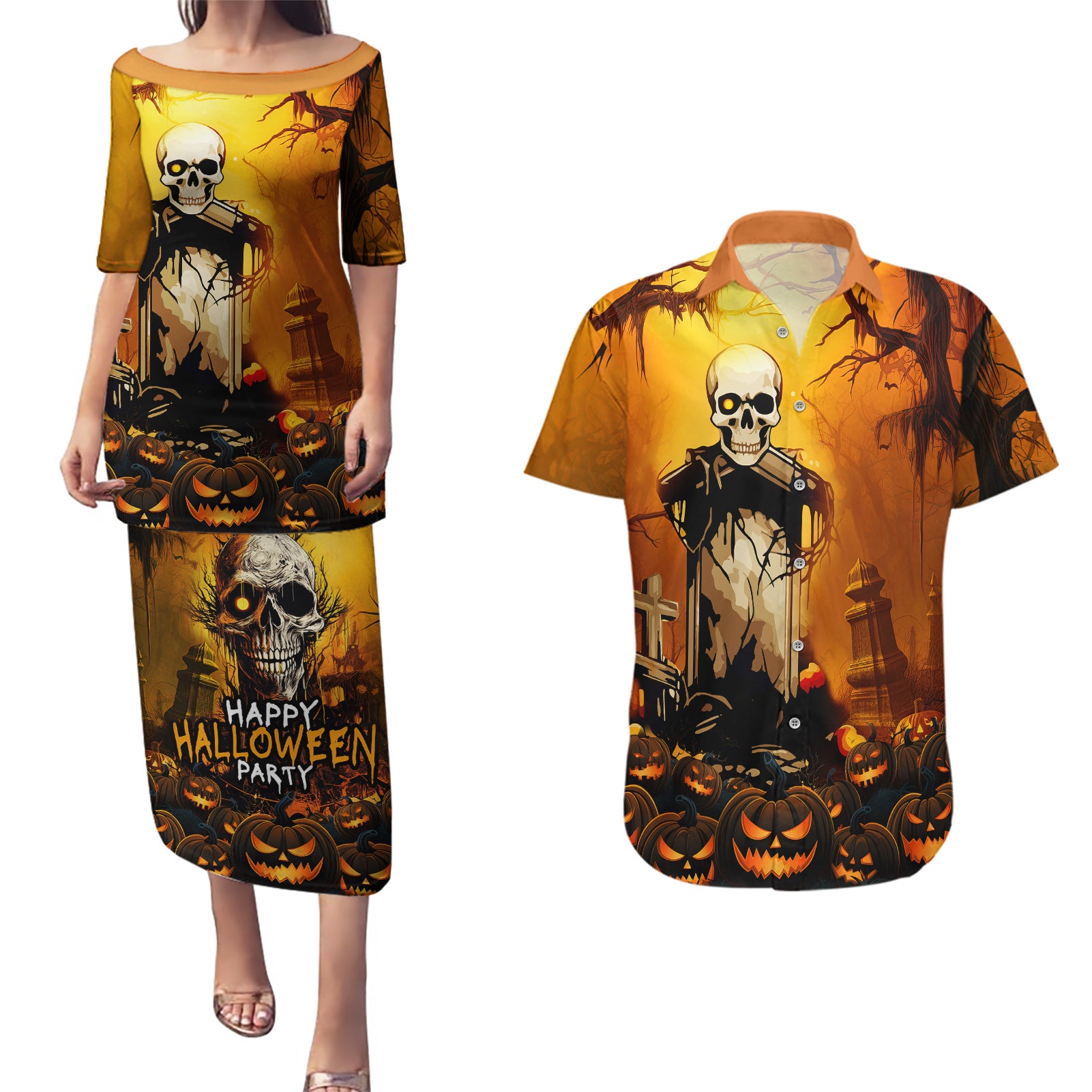 happy-halloween-party-couples-matching-puletasi-dress-and-hawaiian-shirt
