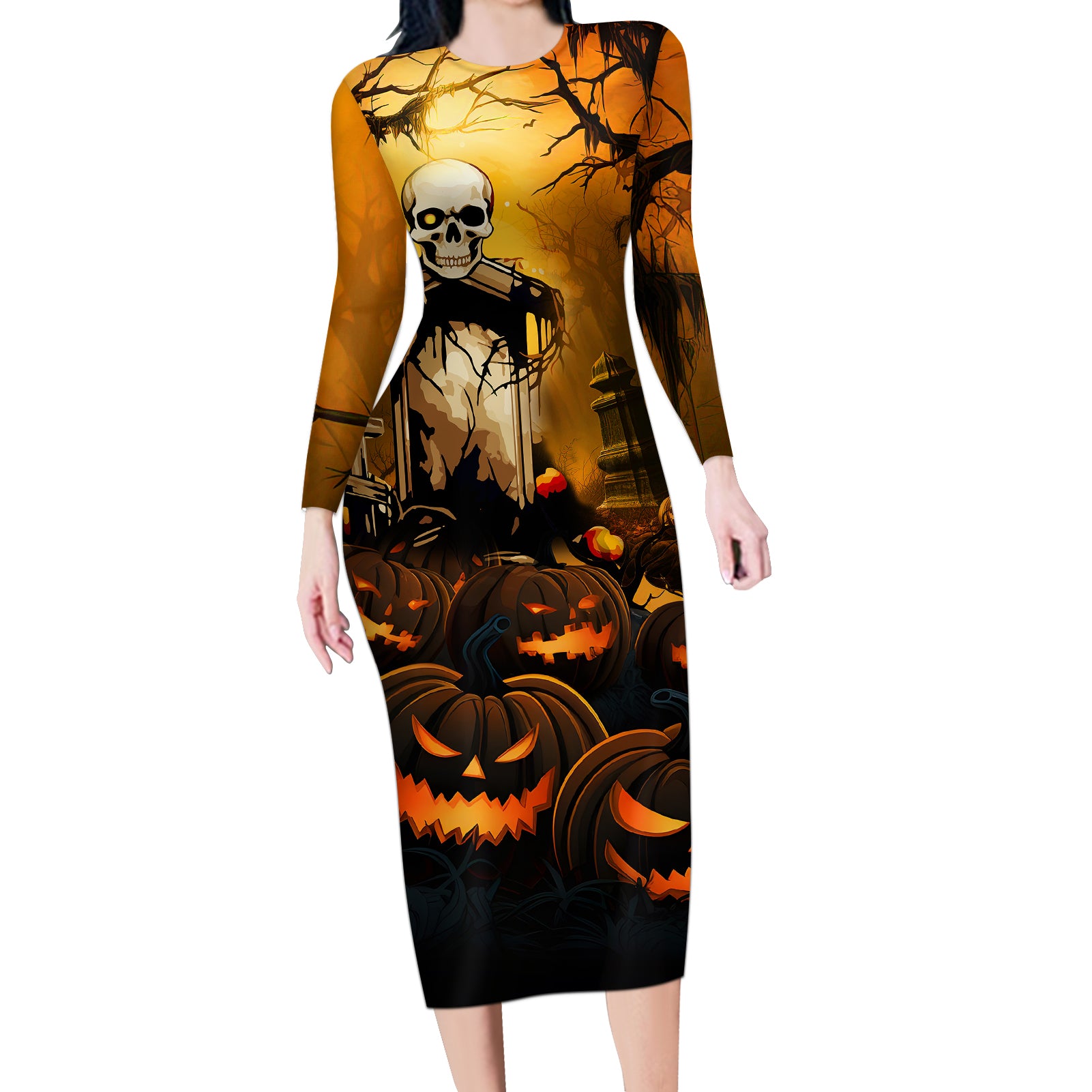 happy-halloween-party-long-sleeve-bodycon-dress
