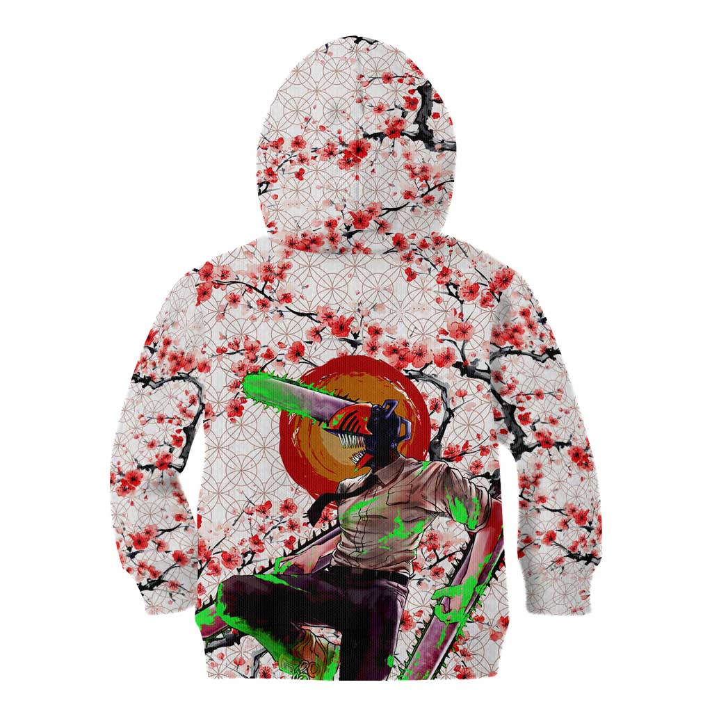 Denji x Pochita Chainsaw Man Kid Hoodie Anime Mix Cherry Blossom Style - The Mazicc