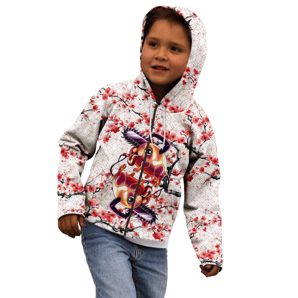 Denji x Pochita Chainsaw Man Kid Hoodie Anime Mix Cherry Blossom Style - The Mazicc