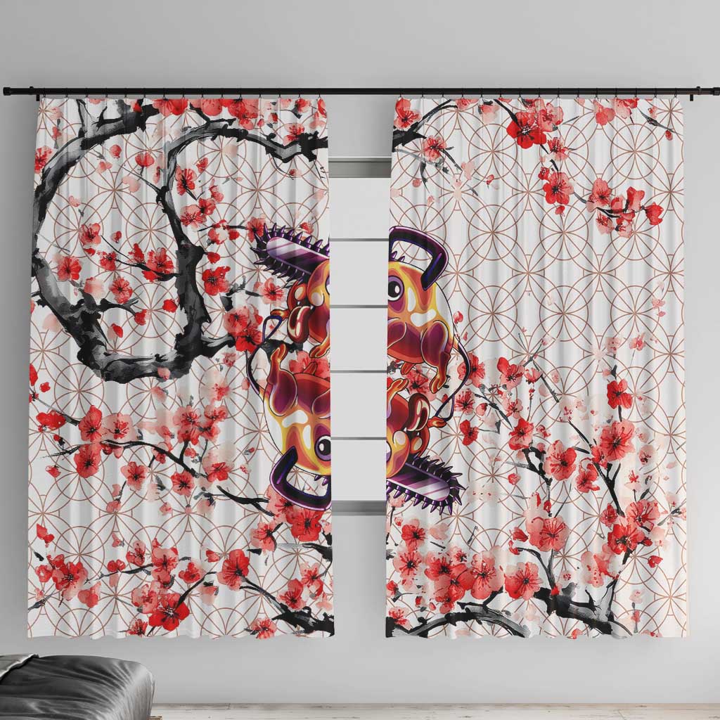 Denji x Pochita Chainsaw Man Window Curtain Anime Mix Cherry Blossom Style - The Mazicc