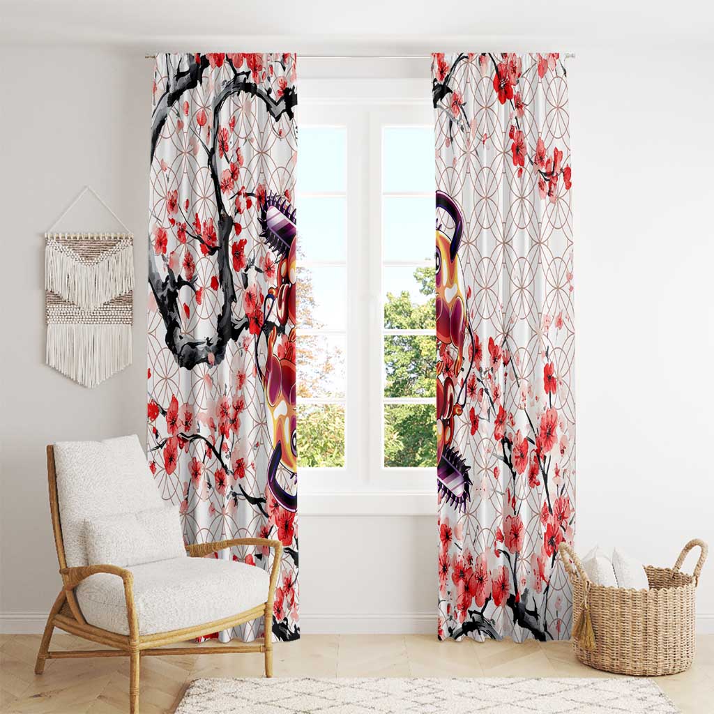 Denji x Pochita Chainsaw Man Window Curtain Anime Mix Cherry Blossom Style - The Mazicc