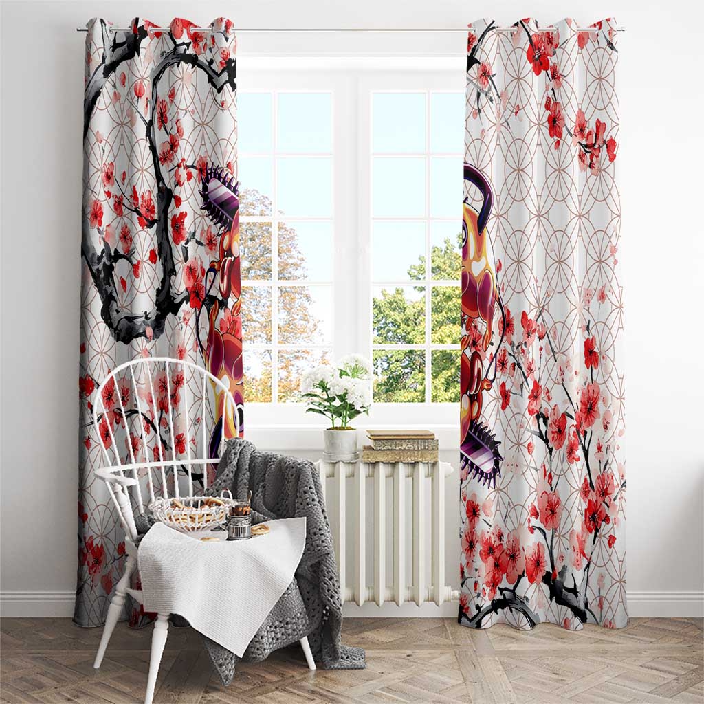 Denji x Pochita Chainsaw Man Window Curtain Anime Mix Cherry Blossom Style - The Mazicc