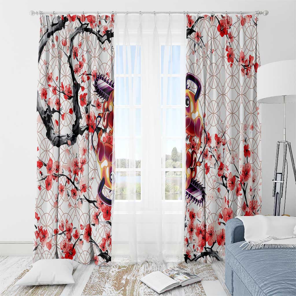 Denji x Pochita Chainsaw Man Window Curtain Anime Mix Cherry Blossom Style - The Mazicc