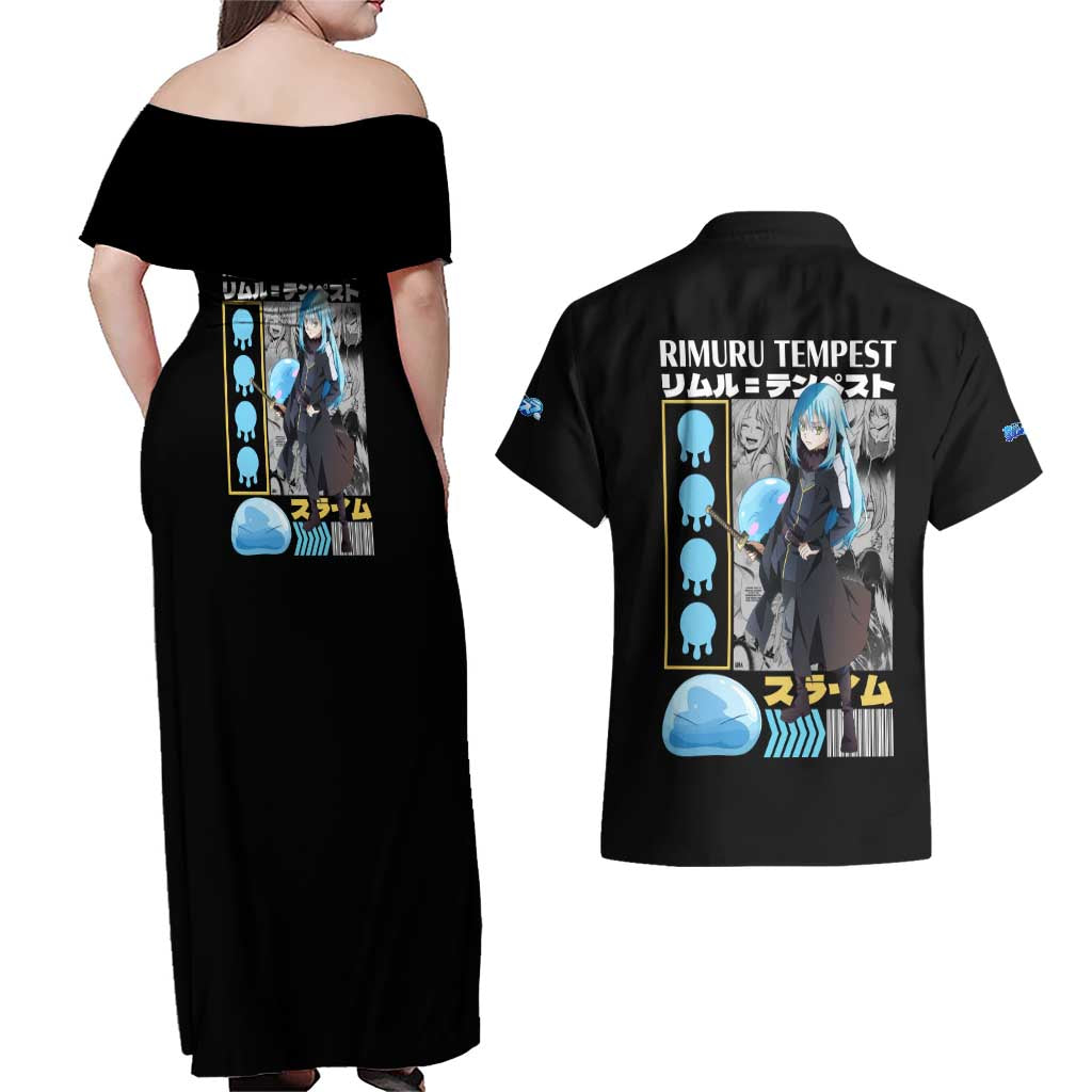 Rimuru Tempest V2 That Time I Got Reincarnated as a Slime Couples Matching Off Shoulder Maxi Dress and Hawaiian Shirt Anime Style