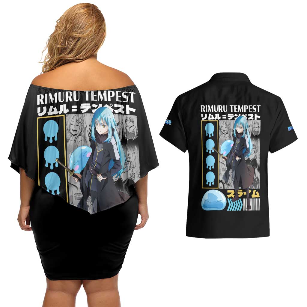 Rimuru Tempest V2 That Time I Got Reincarnated as a Slime Couples Matching Off Shoulder Short Dress and Hawaiian Shirt Anime Style