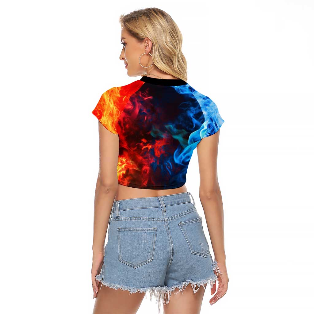 Burning Fire Shoto My Hero Academia Raglan Cropped T Shirt Anime Style