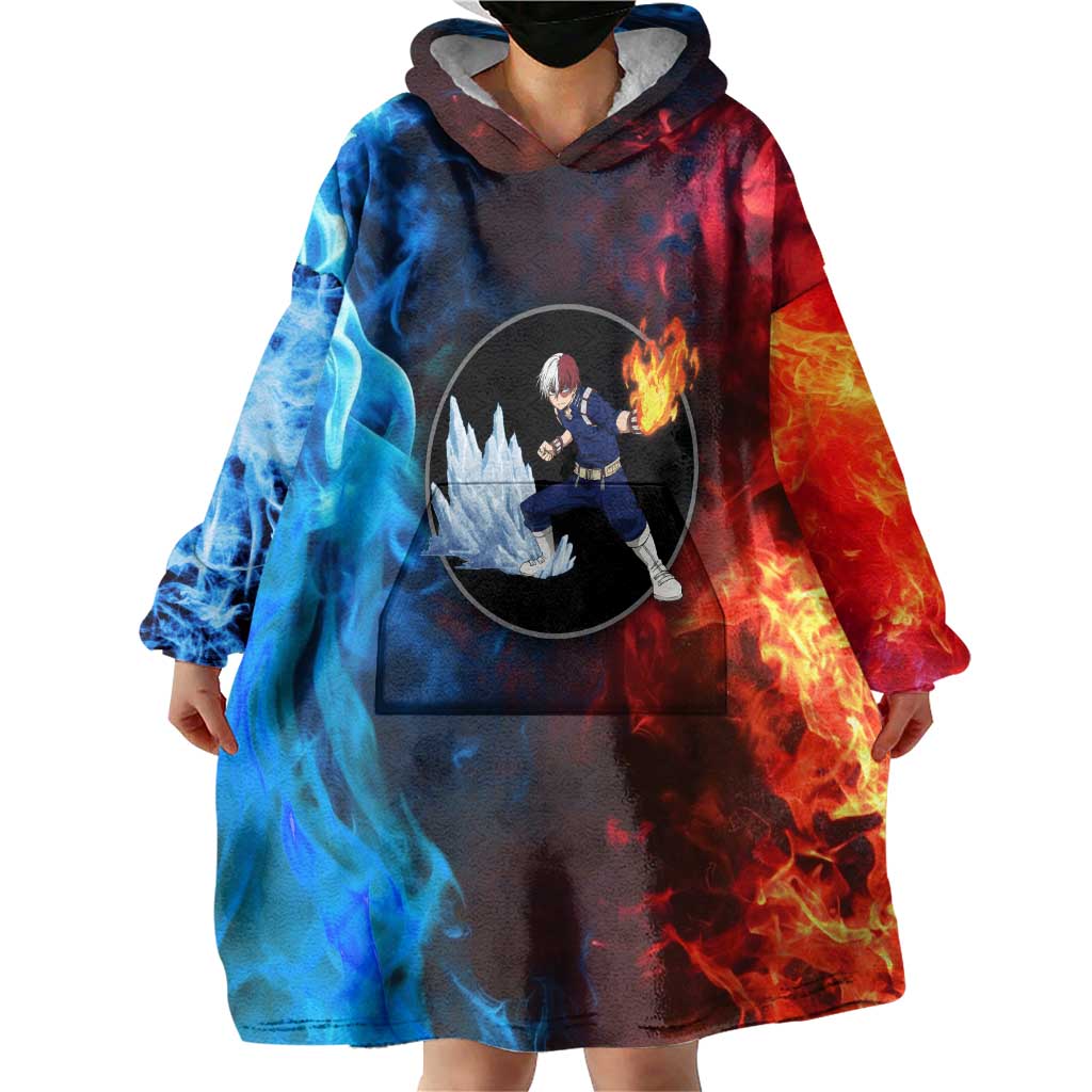 Burning Fire Shoto My Hero Academia Wearable Blanket Hoodie Anime Style