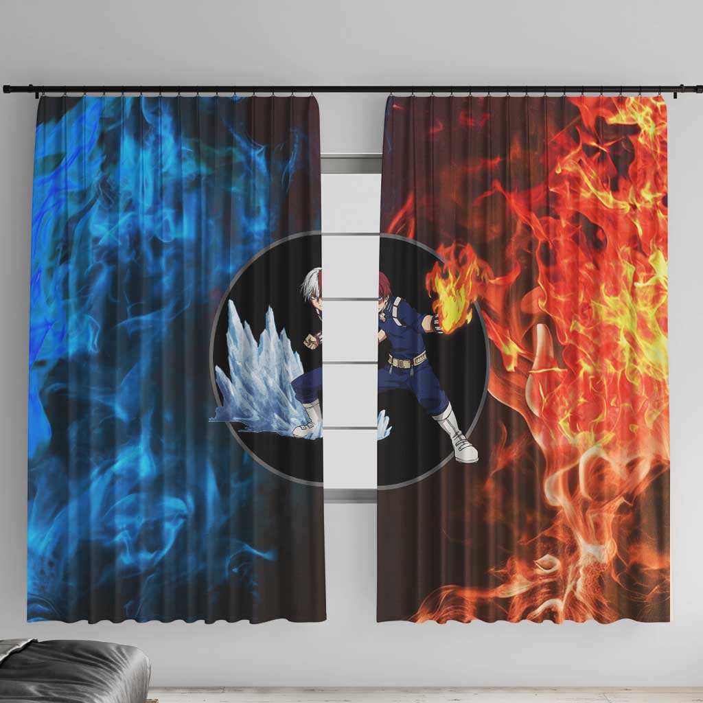 Burning Fire Shoto My Hero Academia Window Curtain Anime Style